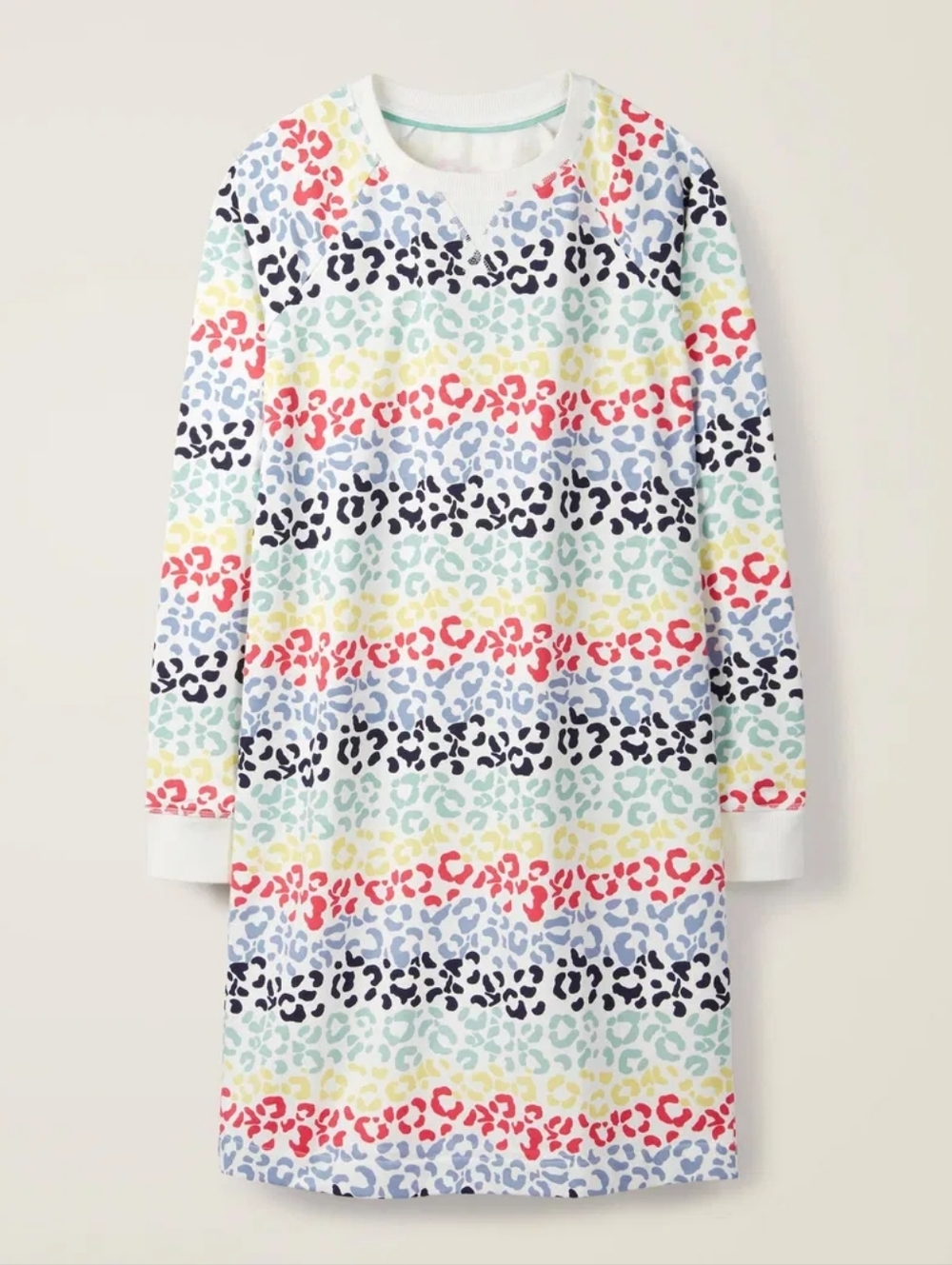 Boden Ava Rainbow Leopard Print Sweatshirt Dress